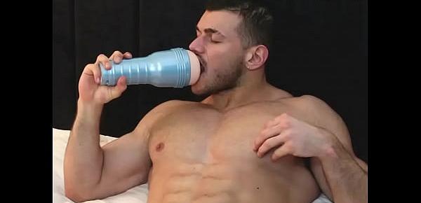  moist asshole fleshlight plunged by muscle hunk